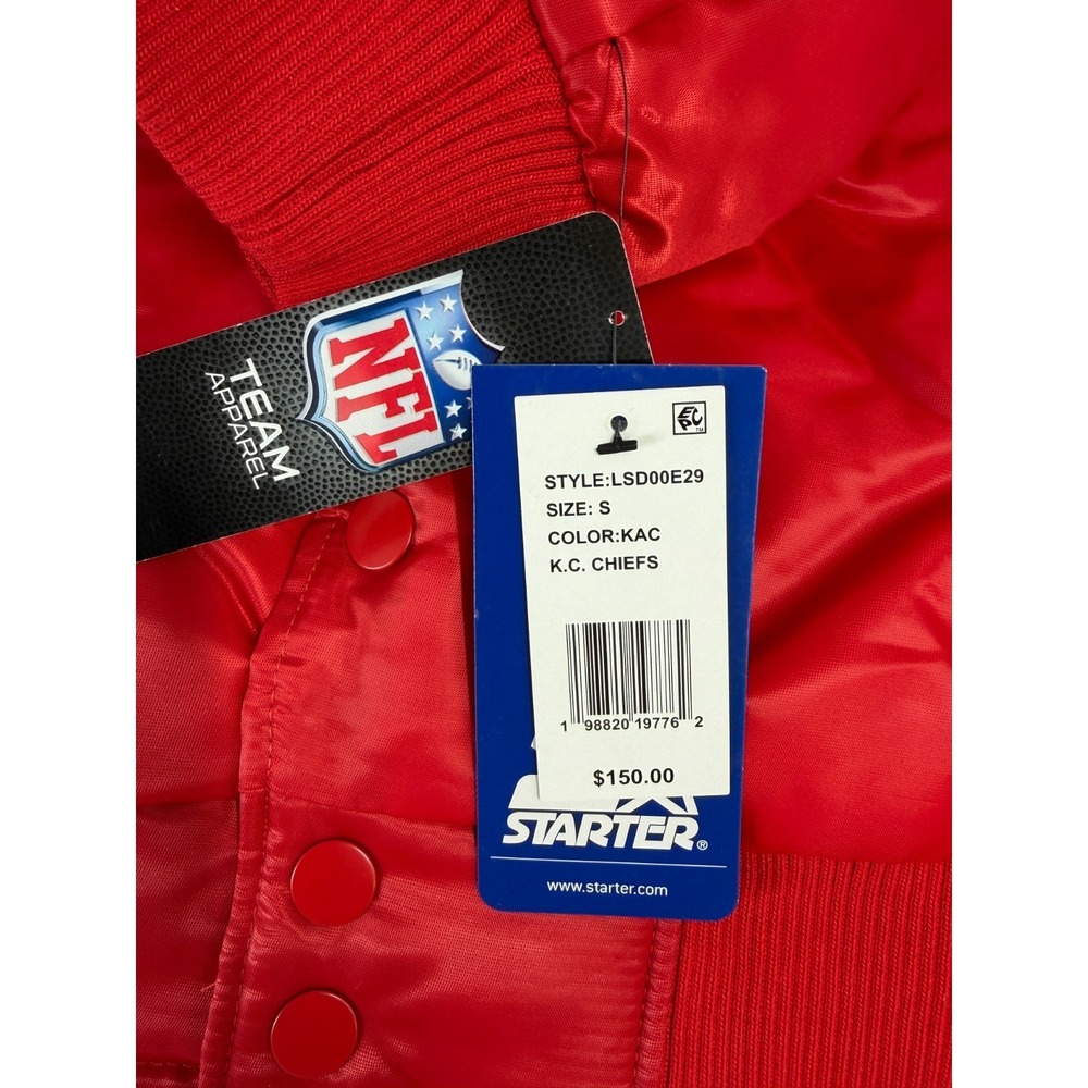 Kansas City Chiefs Starter Triple Option Satin Jacket Red Yellow Mens Size M NWT - Picture 6 of 7